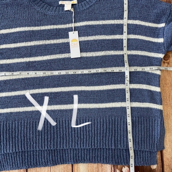 NWT C&C California dark blue with white stripes round neck slouchy fit swea… - Picture 12 of 15